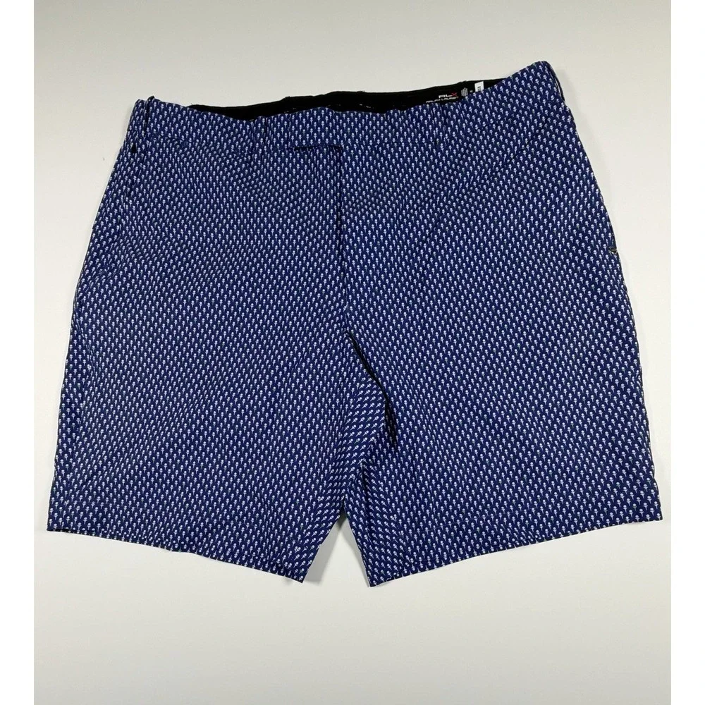 RLX Ralph Lauren Shorts Mens 40 Blue Golf Tee Print Stretch 9 Inseam Performance